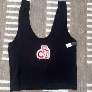 Cornell Black Tank Top with Bear Patch